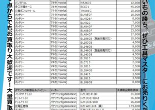 【最新版】マキタ・パナソニック工具の高価買取リスト公開中！中古工具を売るなら東大阪・八尾の「工具マスター」へ